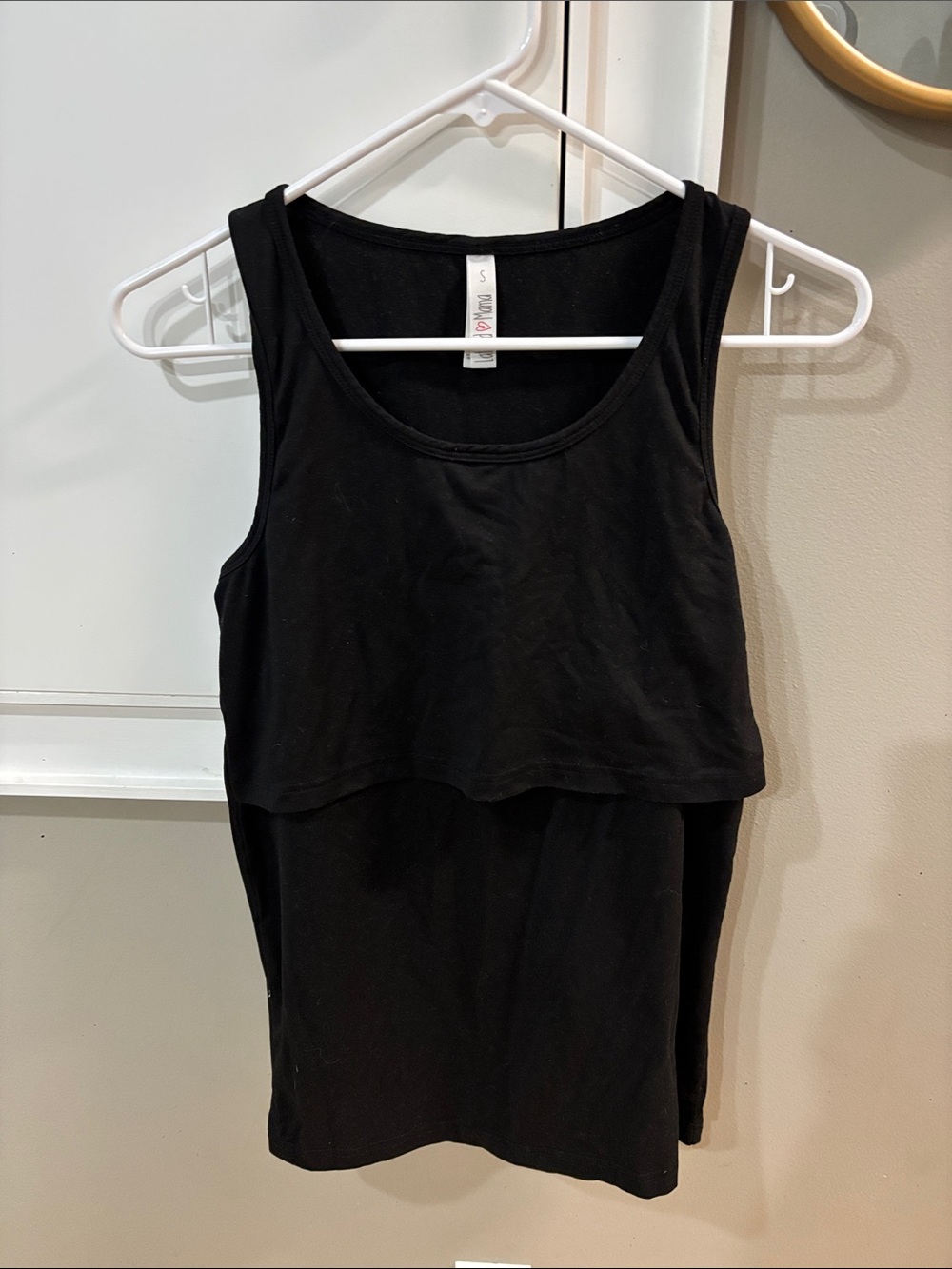 Latched Mama Black Nursing Tank with Layered Front